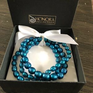 Honora Blue pearl necklace and bracelet